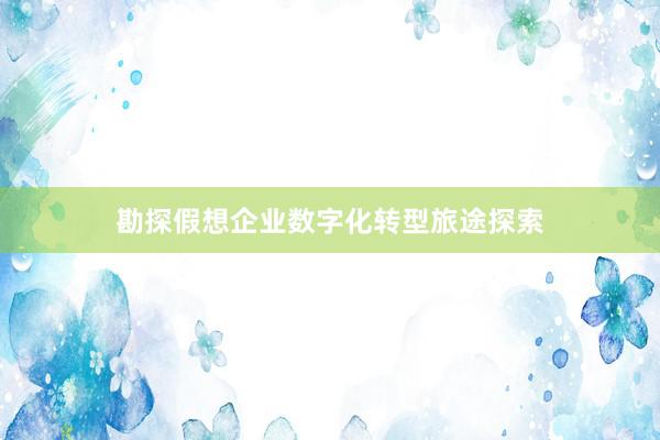 勘探假想企业数字化转型旅途探索