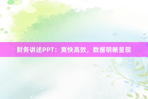 财务讲述PPT:爽快高效,数据明晰呈现